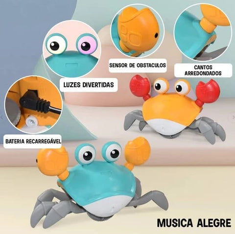 Caranguejo Fujão com Sensor de Obstáculos, Música e Luzes
