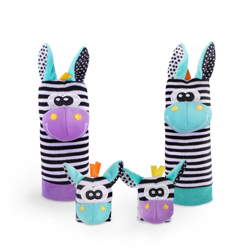 Meias e pulseiras Sensoriais Chocalho /4Peças