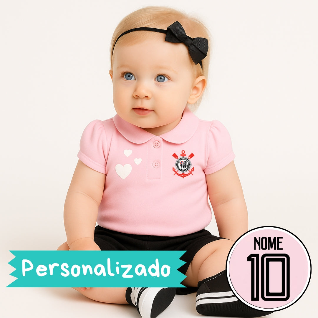 Body Rosa Personalizado do Corinthians