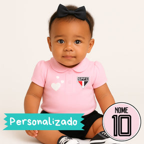 Kit Luxo Body Rosa SPFC Com Tênis, Shorts/Calça e Laço