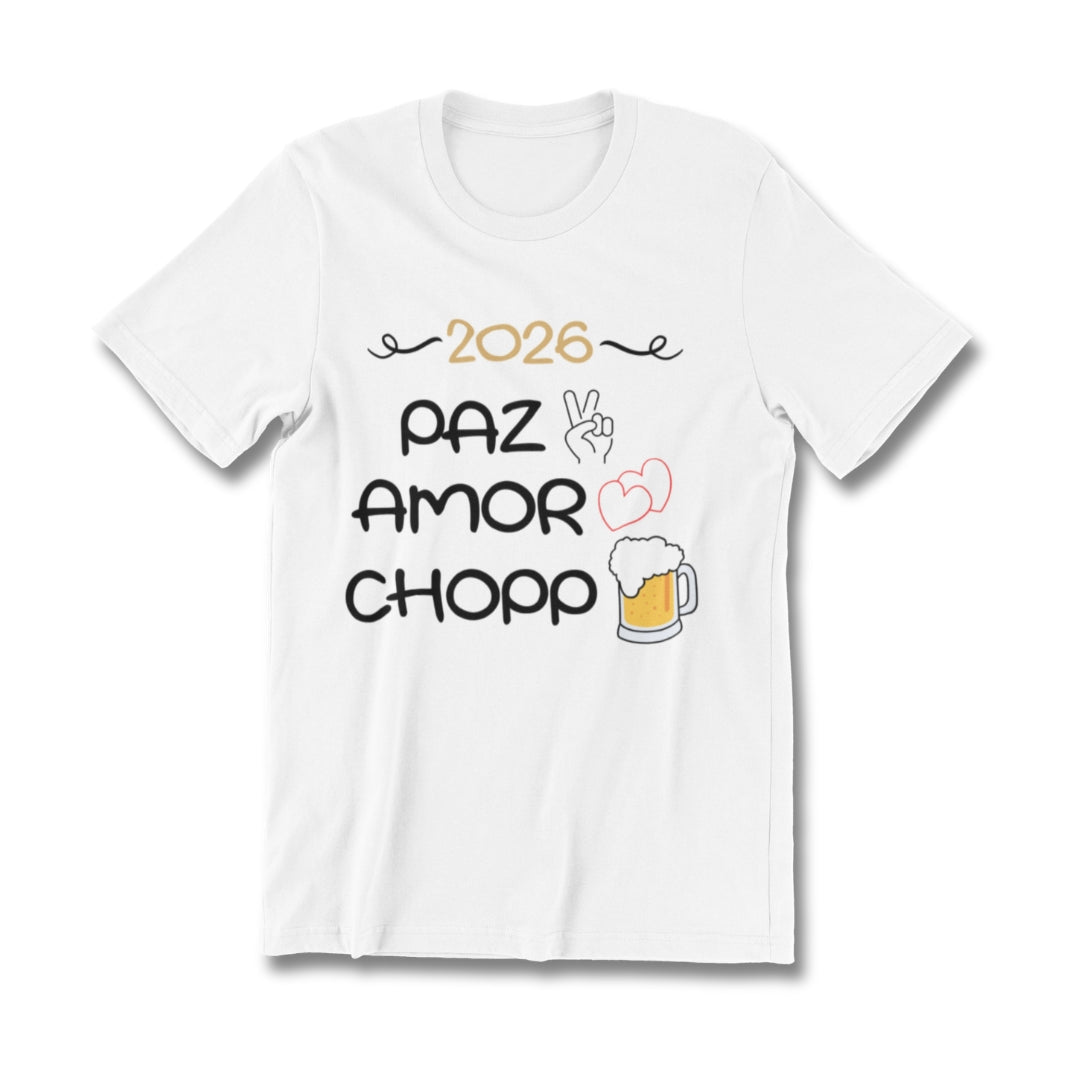 Conjunto Camiseta e Body de Bebê - Paz, Amor e Chopp/ Leite
