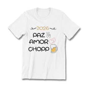 Conjunto Camiseta e Body de Bebê - Paz, Amor e Chopp/ Leite