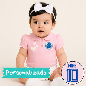 Kit Luxo Body Rosa Cruzeiro Com Tênis, Shorts/Calça e Laço