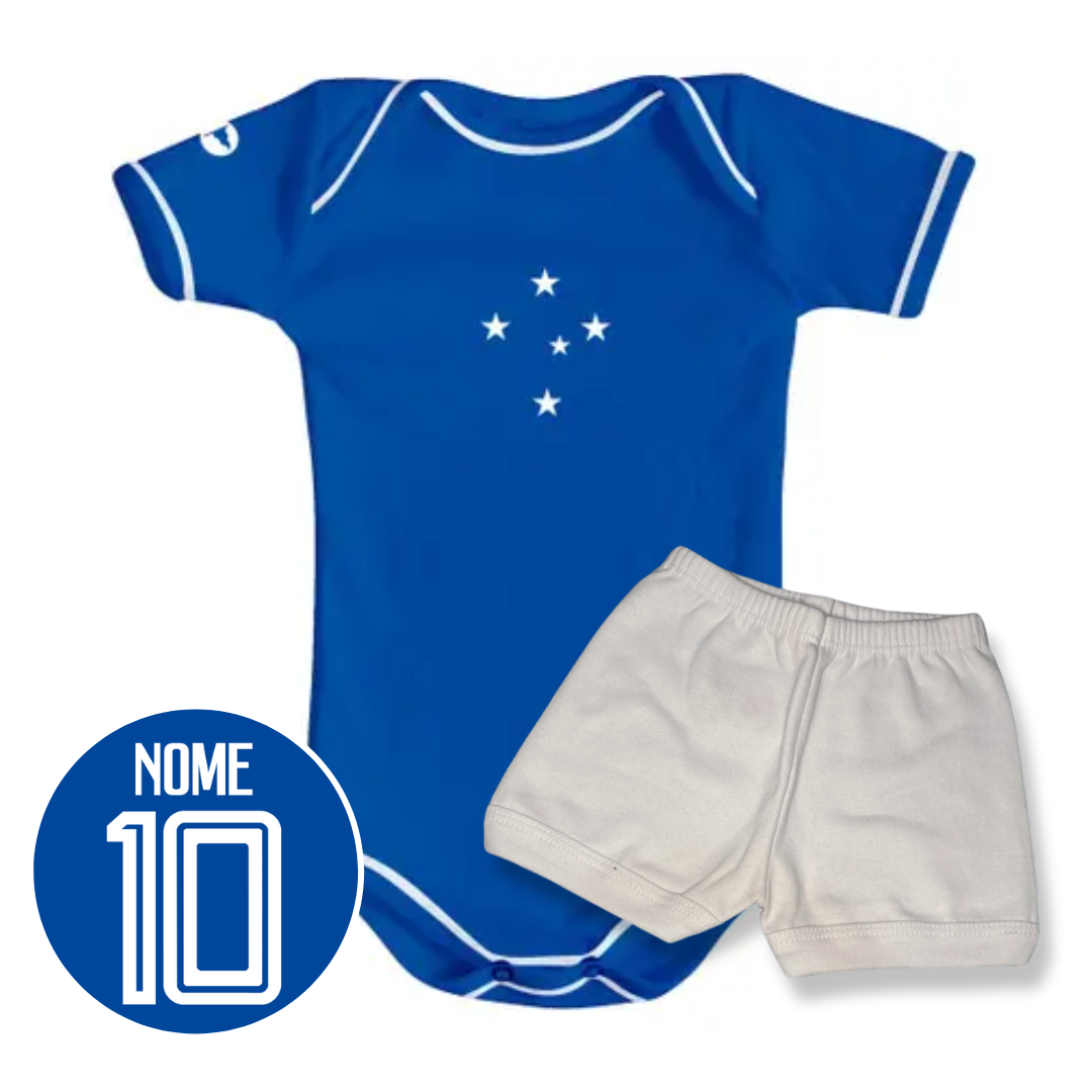 Kit Body Azul e Shorts/Calça Personalizado do Cruzeiro